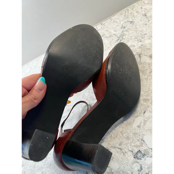 Etienne Aigner Women's Leather Dress Heels Red Ankle Strap Size 8 JL - Picture 7 of 10
